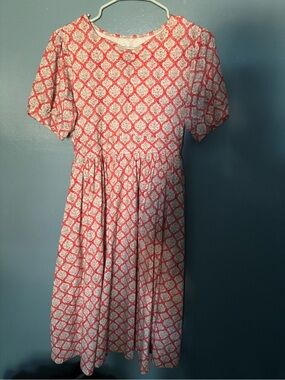 Super Cute Dresses Womens Pink Patterned Short-Sleeve Midi Dress